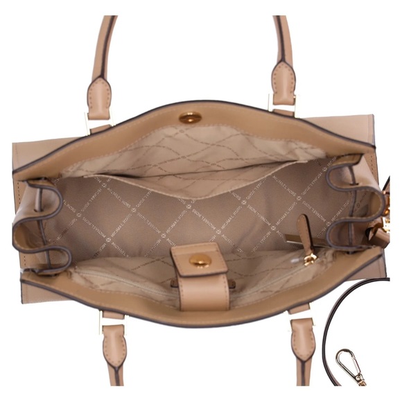 Michael Kors Hamilton Medium Satchel Crossbody Camel Pebbled Leather - Picture 6 of 8